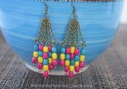 Wooden Bead Dangle Earrings